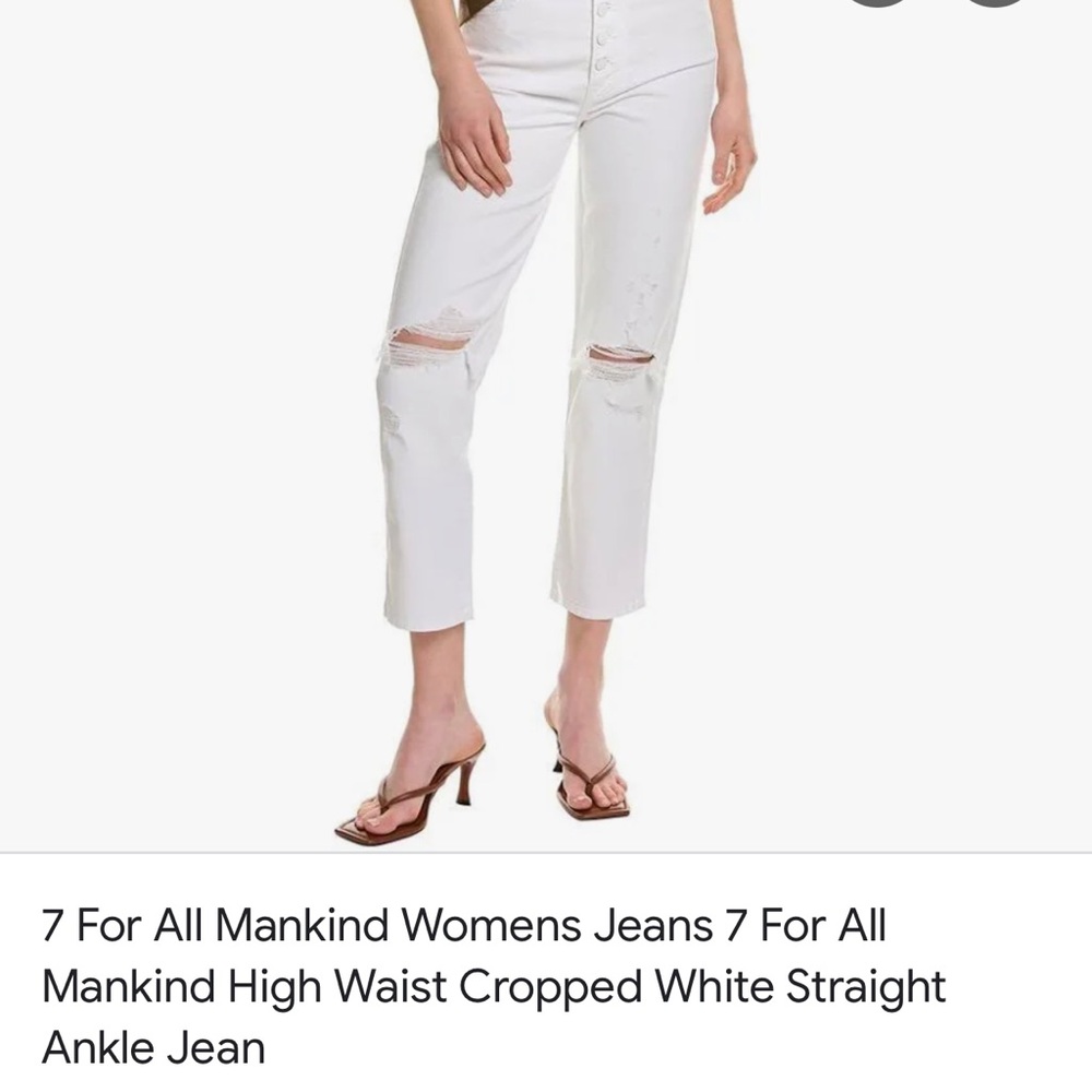 7 for Mankind High Waist Cropped Straight white jeans (size 32)